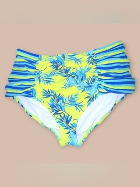 Torrid Bikini Bottom Size 4 High Waisted Tropical Ruched Swim Plus Size NWOT